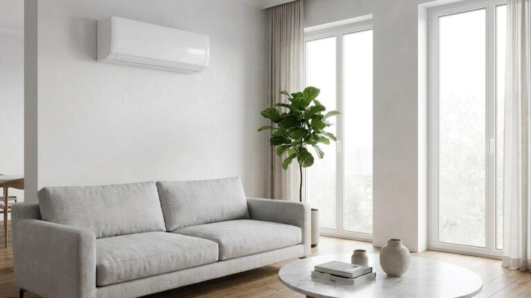 Climatisation Black Friday 2026, climatiseur mural réversible dans un salon
