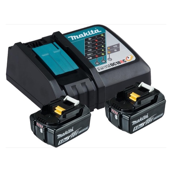 Pack de deux batteries Makita 18V 5 Ah et chargeur 197570-9