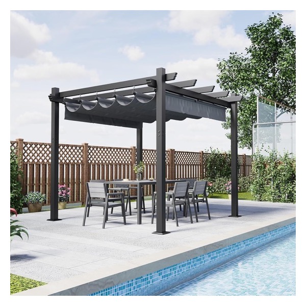 Pergola en aluminium Devoko 3x3 m avec toile réglable