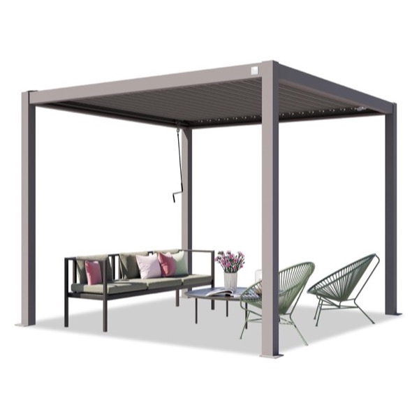 Pergola bioclimatique Primeyard 3x3 m poteaux aluminium lames acier
