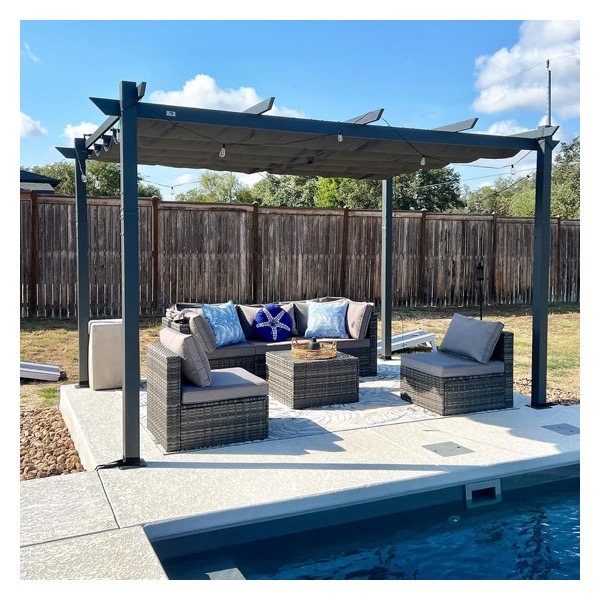 Pergola Purple Leaf 4x3 m avec toit coulissant et toit protecteur