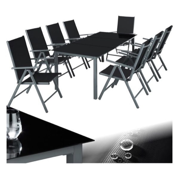 Salon de jardin en aluminium tectake table et 8 fauteuils inclinables