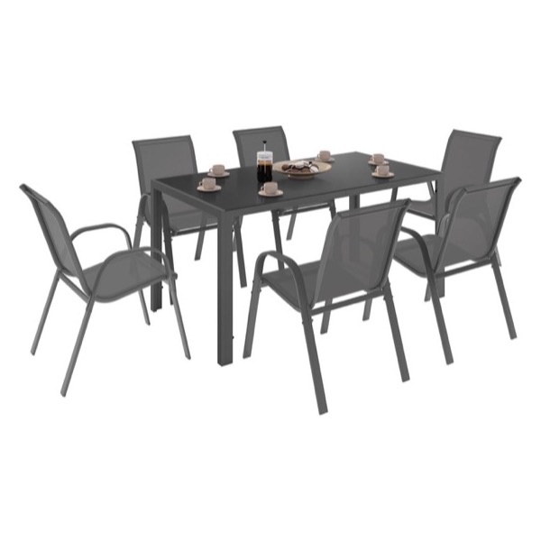 Salon de jardin IDMarket Madrid table 150 cm et 6 chaises empilables