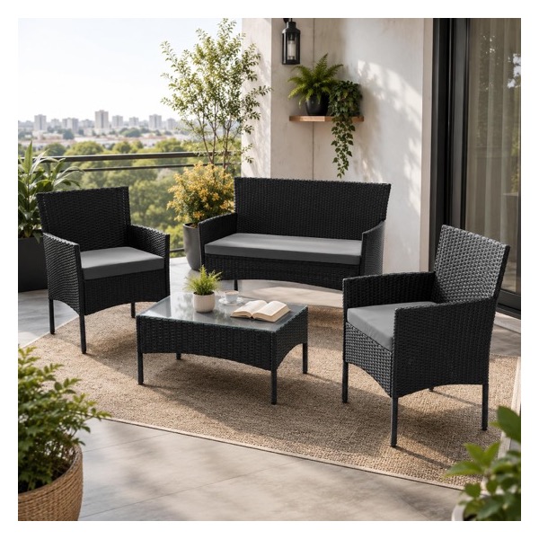 Salon de jardin en polyrotin Juskys Fort Myers 4 personnes