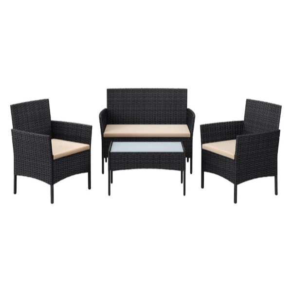 Salon de jardin SONGMICS table et chaises en résine tressée