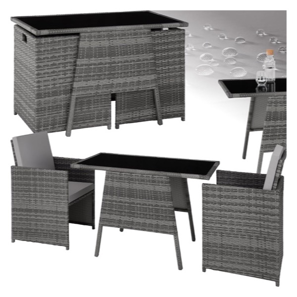Salon de jardin encastrable tectake en poly rotin 2 personnes